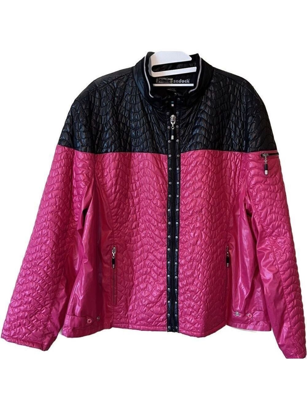 JAMIE SADOCK  quilted pink / black zip jacket. XL. Excellent condition